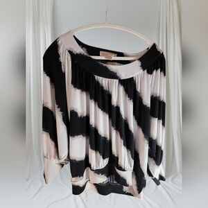 Michael Kors Black and Cream Striped Blouse